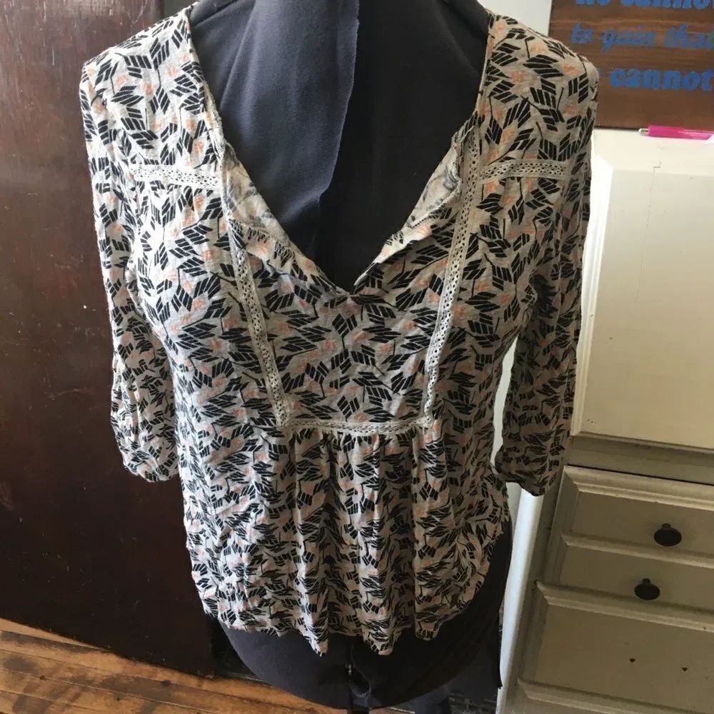 Lucky stained glass boho peasant blouse